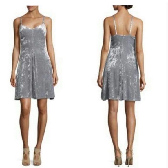 Calvin Klein crushed velvet silver Mini Dress in Size 8 NWT - Picture 1 of 13